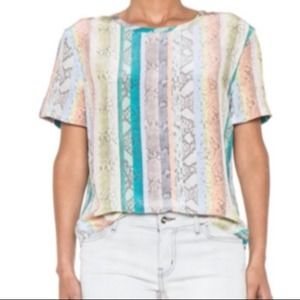 EQUIPMENT Riley Pastel Rainbow Python Snakeskin Silk Tee